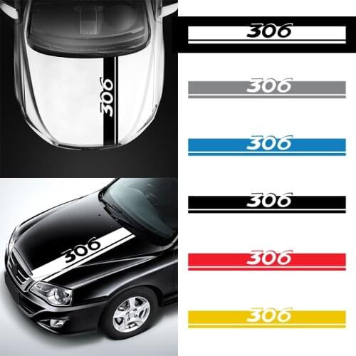 Car Hood Bonnet Stripes Sticker For Peugeot 306 Stripes Vinyl Decals Auto DIY Engine Cover Decor Stickers Car styling 140*18cm