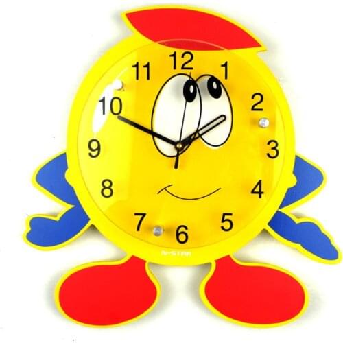 Duck children cartoon wall clock decoration quartz fashion personality quiet , bedroom art