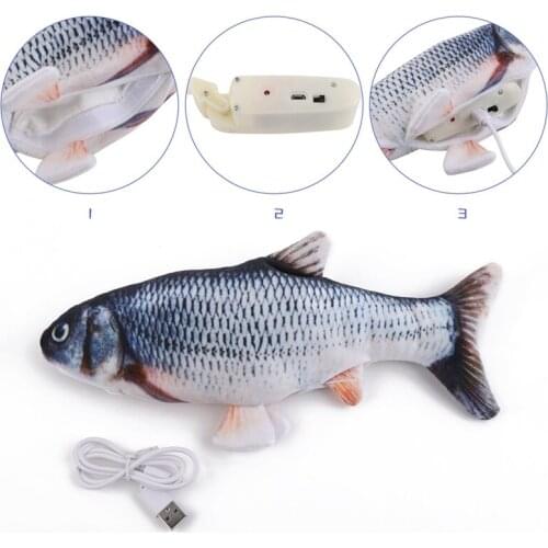 30cm Usb Electric Swing Fish Plush Toy For Baby Boys Girls Touch Jump Fish Simulation Fish Toy Pet Toy