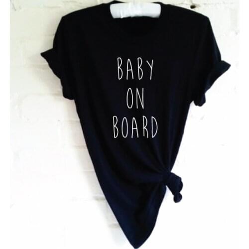 T-Shirt Pregnancy Announcement Shirt Grunge Tumblr Tops Art Shirts Baby on Board Mum To Be Tees Baby Reveal Women New
