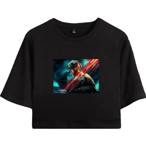 Battlefield 2042 print Spring Summer Holiday youthful Women/girl sexy bare midriff Kawaii Style T-shirt