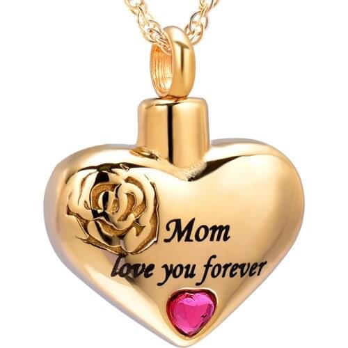 IJD10034 Mom Cremation Necklace Heart Urn Pendant Necklace Stainless Steel Mom love you Forever Memorial Jewelry