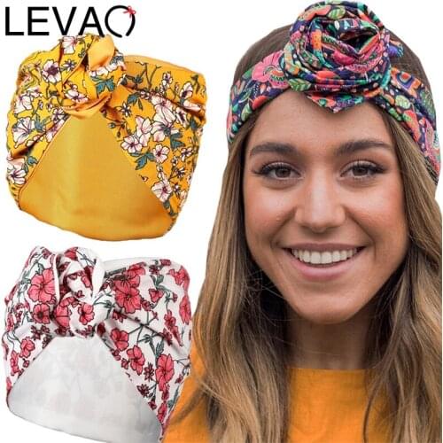LEVAO 1pc Women Printing Headband Girls Twisted Knotted Soft Headbands Hair Accessories повязка на голову ободок для волос