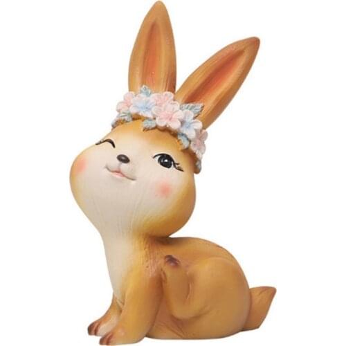 Household Miniatures Rabbit Figurines Cute Cartoon Animal Cake Topper Statue For Home Decoration Accessories Table Ornaments