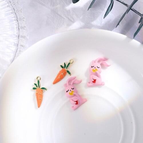 New style 50pcs/lot cartoon animals Rabbit radish shape alloy floating locket charms diy jewelry earring accessory