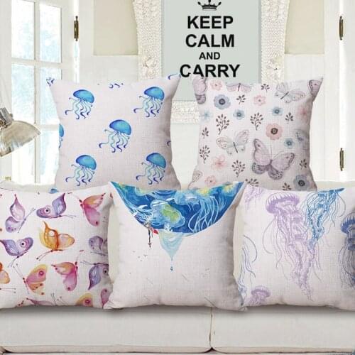 Butterfly Cushion Cover Fresh Pillow Case Underwater World shark Octopus Flower Leaf For Decoration Of Home Bed Room Chair