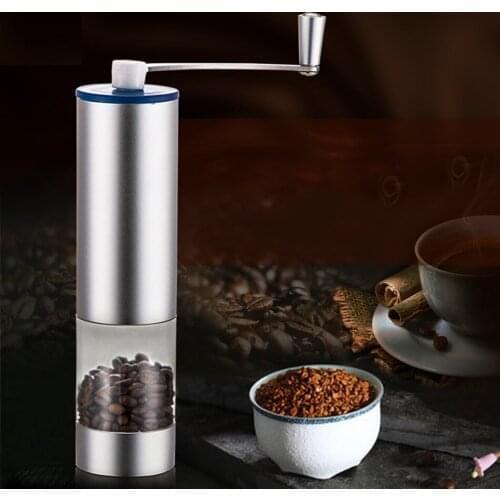 Coffee grinder Portable Manual Washable Ceramic Bean with Aluminium Alloy Transparent Glass Body Coffee Mill Barista Tools