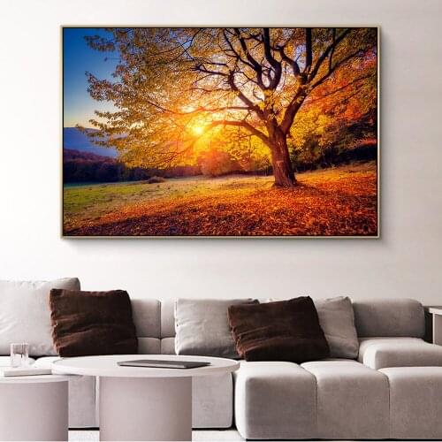 Natural Sunset Scenery Canvas Art Posters And Prints Modern Trees Canvas Paintings On the Wall Art Landscape Pictures Home Decor