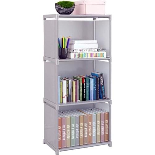Simple Bookshelf Stainless Steel Easy Moving Assembled Shelf Bookcase Creative Modern Home Decoration Shelf