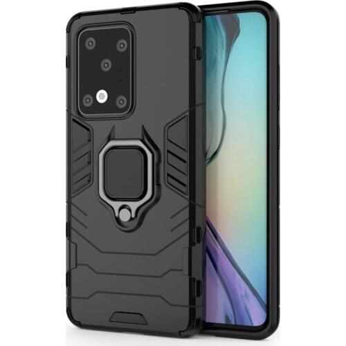 Shockproof Armor Rubber Silicon Case For Samsung Galaxy S20 Plus / S20 Ultra / S20 Magnet Car Holder Ring Case Bumper TPU Cover