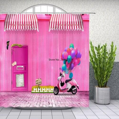 Pink Girl Shower Curtains Sweet dreamy lovely Shower Curtains Waterproof Polyester Fabric Bathroom Curtains For Home Decor