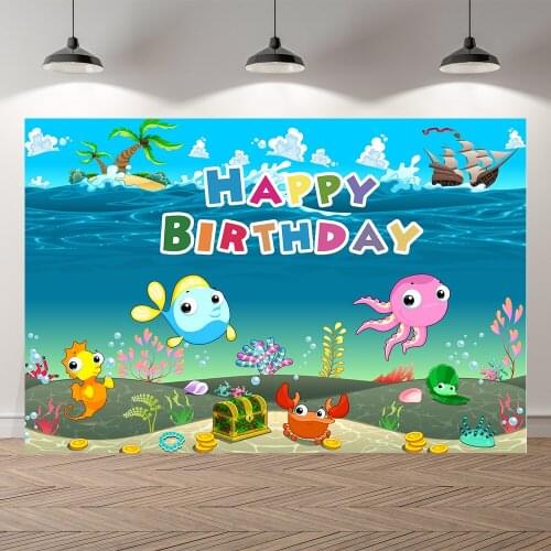 Seekpro Ocean Treasure Shark Fish Photo Baby Mermaid Birthday Photography Background Photographic Backdrop For Studio Shoot