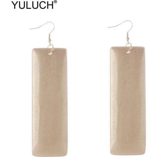 YULUCH 2019 Long Fashion Drop Pendant Earrings Trendy Wood Gold Vintage Hanging Dangle Earings For Lady girl Jewelry Accessories