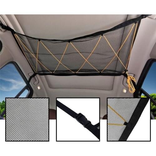 90x65cm Stretchable Car Roof Interior Ceiling Pocket Mesh Bag for Jeep Van