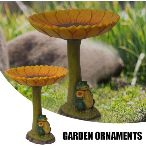Resin Standing Sunflower and Frog Animal Statue Outdoor Birdfeeder Resin Decoration Cute Foxs Garden Ornament for Garden ALI88