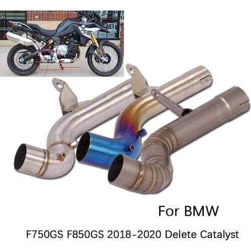 Delete Catalyst Pipe for BMW F750GS F850GS 2018 2019 2020 Motorcycle Exhaust Mid Link Tube Slip On Stock Muffler Titanium/Steel