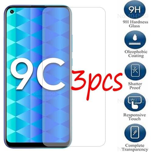 3pcs protective glass on for huawei honor 9c 9s tempered glass case honor9c honer 9 s c s9 huawey hawei onor 9c safty glass case