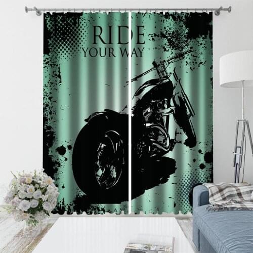 Blackout Window Curtain 3D Printing Curtain Living Room Bedroom motorcycle Kids Room Window Drapes