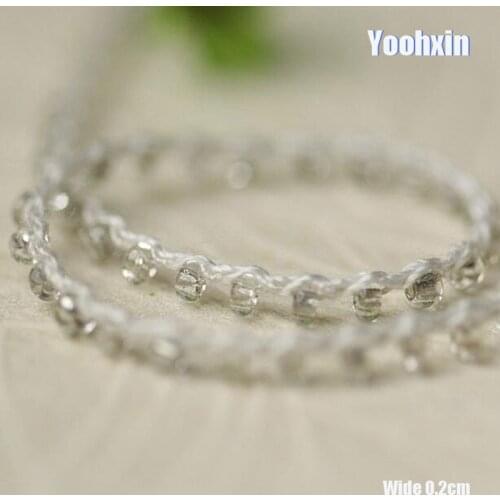 0.2CM Wide HOT cotton Embroidery White beads flower lace fabric trim ribbon DIY sewing applique collar guipure cord dress decor