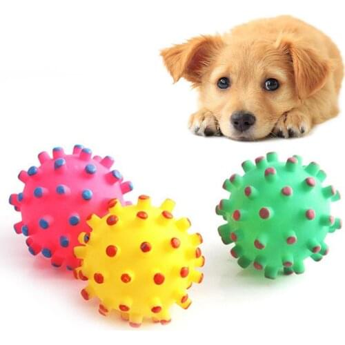 1PC Pet Rubber Ball With Bite-resistant Squeaker Sound Chew Small Thorn Soft High Quality Funny Colorful Dog Cat Toy Pet Supply