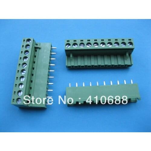 100 Pcs 10 way/pin Pitch 5.08mm Screw Terminal Block Connector Pluggable Type Green 2EDCK-2EDCV-5.08