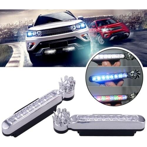 2Pcs wind energy without external power supply car daytime running lights 8 LED DRL fluorescent headlights