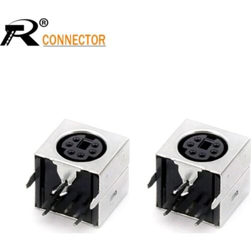 20pcs MDC/S Terminal Mini PS2 Power Socket MINI DIN 6PIN Metallic Housing Female Socket Bent needle Half-Package Shield