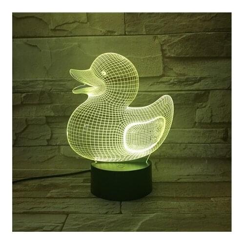 3d Led Illusion Night Light Acrylic Kids Table Lamp Yellow Duck Bedroom Decoration Gift RGB Colors