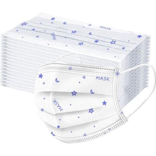 50pcs Adult Non Woven Disposable Face Maks 3 Layer Mascarilla Desechable Mask For Face Women Halloween Mask Cosplay Hot Selling