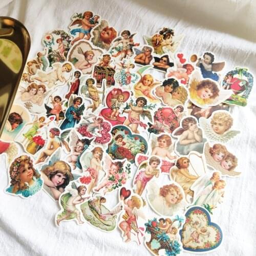 50pcs/set retro little angel waterproof stickers DIY scrapbooking album mobile phone computer happy planner decoration stickers