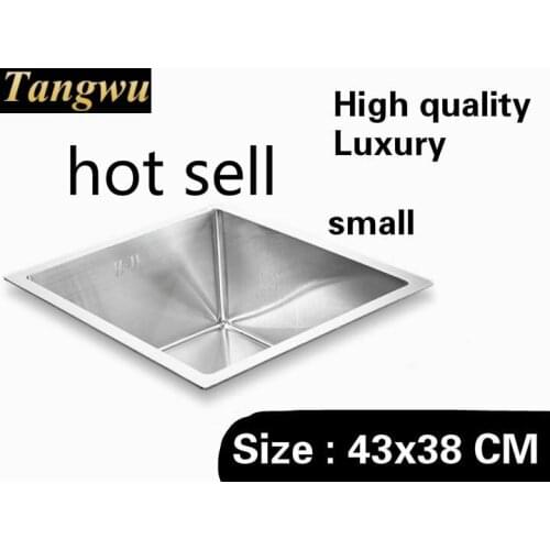 Free shipping Apartment luxury wash vegetables kitchen manual sink single trough common 304 stainless steel small 430x380 MM