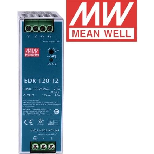 Mean Well EDR-120-12 meanwell 12V DC 10A 120W Single Output Industrial DIN RAIL Power Supply