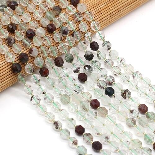 New Beaded Natural Stone 8mm Faceted Phantom Quartz Spaced Loose Beads For Jewelry Making Charm DIY Bracelet Accessories Ms Gift