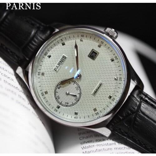 Parnis 43mm Automatic Mens Watch Power Reserve Mechanical Watches Men Wristwatch Calendar 2021 Top Brand Luxury with box gift