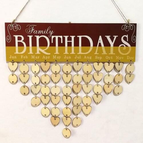 Wooden Birthday Reminder Calendar Sign Board Wall Hanging DIY Decorative Tracker Plaque for Home