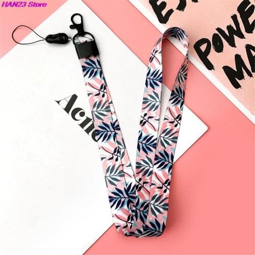 DIY Hang Rope Lanyard Small Fresh Leaves Neck Strap Lanyards For Keys ID Card Gym Mobile Phone Straps USB Badge Holder