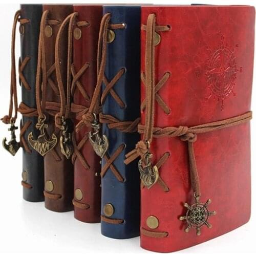 Retro Diary Travel Planner PU Leather Notebook A7 Pocket Size Notepad Vintage Pirate Anchors Note Book Gift Traveler Journal