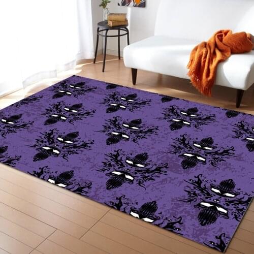 Haunted House Skull Bat Purple Carpet Bedroom Room Bedside Blanket Rug for Living Room Cloakroom Carpet Bedroom Decor