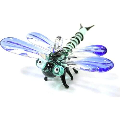 Murano Glass Insect Animal Figurine Pendant Cute Vivid Dragonfly Butterfly Craft Ornaments Home Garden Hanging Decor Accessories