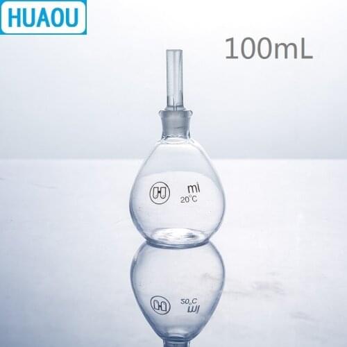 HUAOU 100mL Specific Gravity Bottle Cay-Iussac Transparent Clear Glass Density Bottle Laboratory Chemistry Equipment