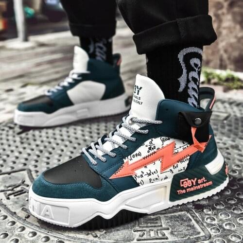 2020 Autumn Colorful Platform Skateboarding Shoes Men Comfort High Top Sports Shoes For Men Chunky Sneakers Man zapatos hombre