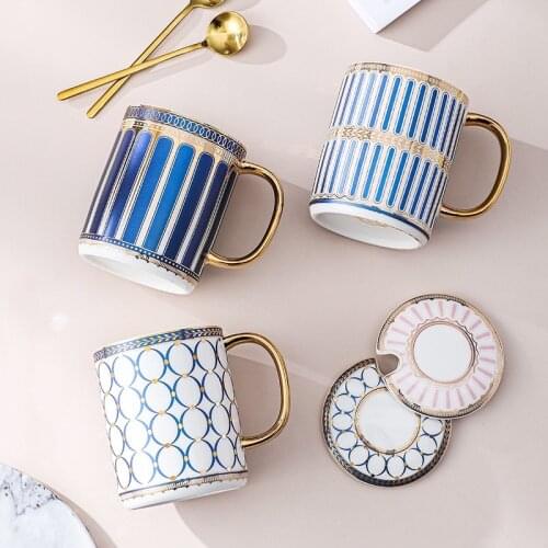 Nordic Ceramic Mug Top Grade Creative Lovers Cups Milk Coffee Cups Office Household Water Cup Spoon with Cover