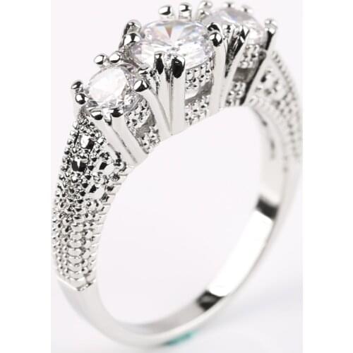 Classic Women Wedding Bridal Ring Cubic Zircon Crystal Band Rings Silver Color Engagement Ring Charm Jewelry Best Friend Gift