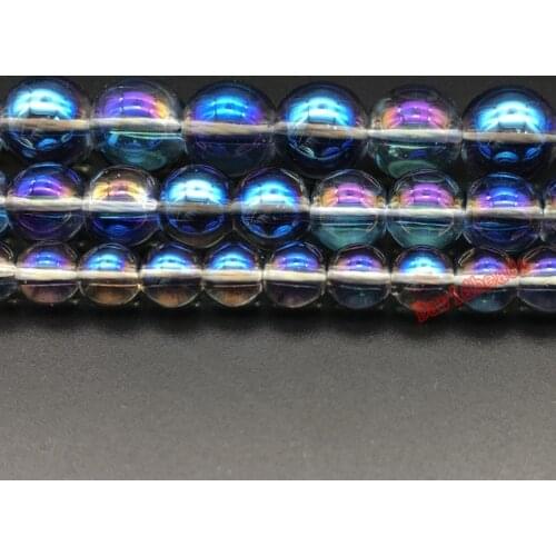 Natural Stone Plated Blue AB Colorful White Snow Cracked Crystal Beads 6 8 10 12 MM Pick Size For Jewelry Making DIY Bracelet