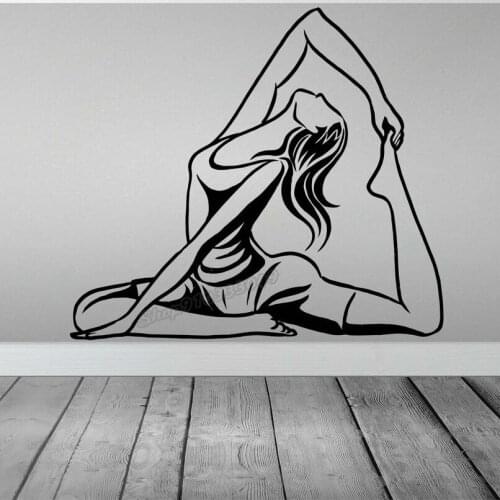 Yoga Studio Wall Decal Yoga Training Mat Shirt Pants Sport Harmony Balance Relax Namaste Wall Sticker Vinyl Room Decor C961