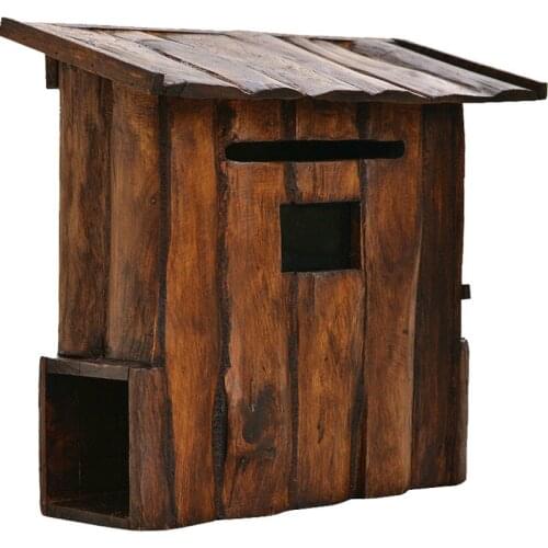 Handcraft Wood Outdoor Mailbox Garden Solid Wood Villa Mailbox Household Letter and Newspaper Rainproof Milk Delivery Box