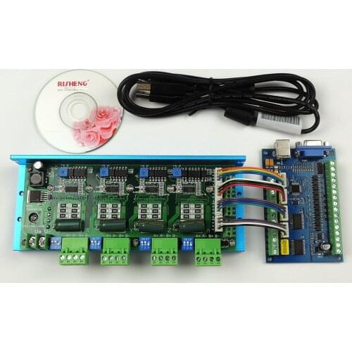 MACH3 USB CNC 5 Axis 100KHz Smooth Stepper Motion Control card breakout board+TB6600 4 Axis 4.5A Stepper Motor Driver board