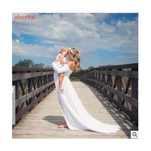 Maternity Dress For Photo Shooting Boat Neck White Dress Maternty Photography Props long Sleeve Stretch Cotton Pregnant Dress