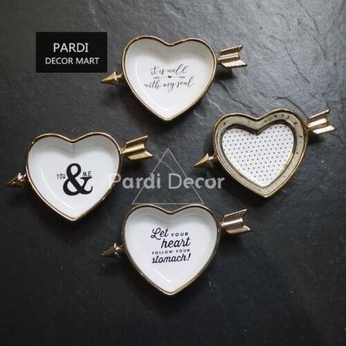 Gilt Cupid arrow heart-shaped dish/ Valentines jewelry plate/ decoration dessert plate 1pc/lot