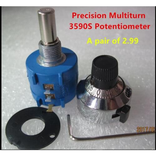 1Pc 200 Ohm 3590S-2-201L Precision Multiturn Potentiometer 10 Ring Adjustable Resistor Turns Counting Dial Rotary Knob
